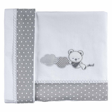 PICCI Sleepy Komplet pościeli do łóżeczka biało-szary z szarym haftem