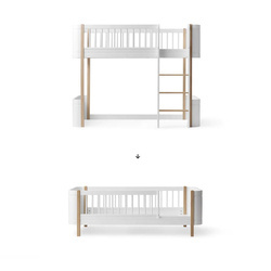 OLIVER FURNITURE Комплект для перетворення низького ліжка-горища Mini+ на дитяче ліжко Mini+, білий/дуб