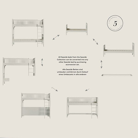  OLIVER FURNITURE Seaside Łóżko piętrowe białe z pionową drabinką