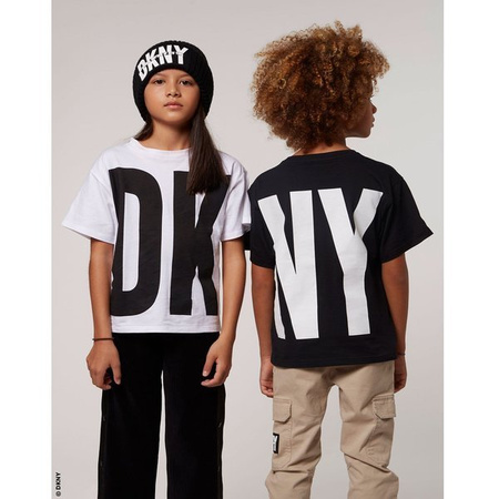 DKNY T-shirt dziecięcy czarny z nadrukiem logo