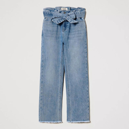 TWINSET Girls blue jeans with rhinestones