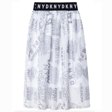 DKNY Spódnica dziewczęca biała z czarnym nadrukiem