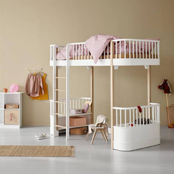 OLIVER FURNITURE Ліжко Wood Original Loft Mezzanine 90x200 см, білий/дубовий колір