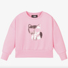 KARL LAGERFELD KIDS Bluza dziecięca różową a aplikacją kotka