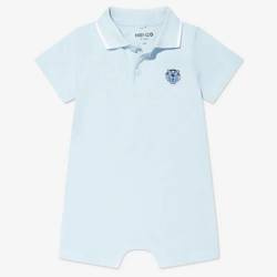 KENZO Kids Baby boys organic cotton tiger polo romper in pale blue