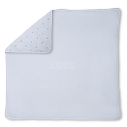 BOSS Kids Logo baby blanket in light blue