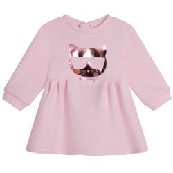 KARL LAGERFELD Kids Baby Girls Pink Choupette Logo Dress