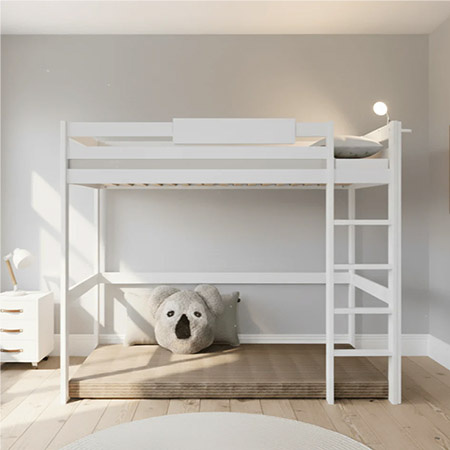 LIFETIME Kidsrooms ELEMENTS Łóżko na wysokiej antresoli High Sleeper 177 cm z drabinką, białe