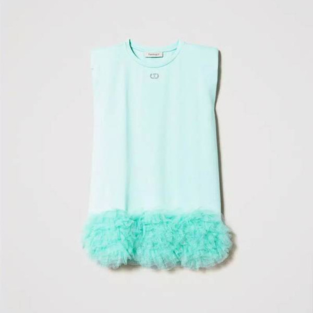 TWINSET Girls mint dress with tulle frill