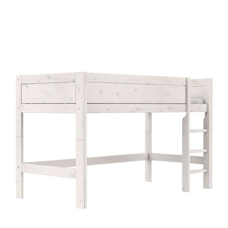 LIFETIME Kidsrooms Łóżko na niskiej antresoli z drabinką 128 cm, whitewash