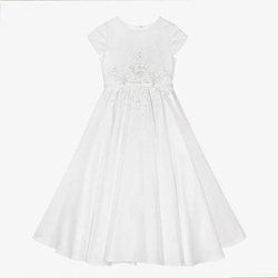 SARAH LOUISE Girls satin ceremonial dress in white