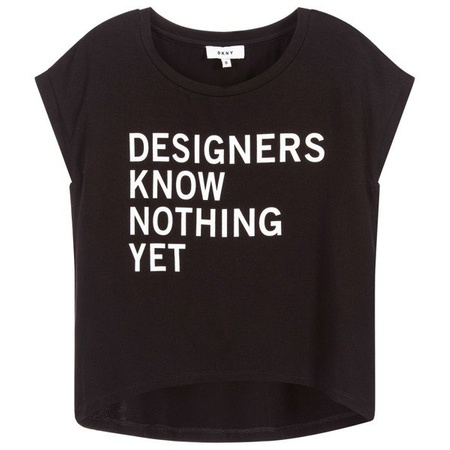 DKNY T-shirt dziewczęcy z krótkim rękawem z nadrukiem czarny