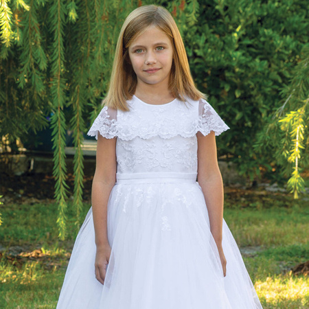 SARAH LOUISE Girls satin ceremonial dress in white