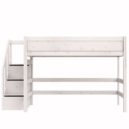 LIFETIME Kidsrooms Łóżko wysokie 152 cm ze schodkami 120x200 cm, whitewash