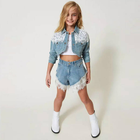 TWINSET Girls woven shorts in turquoise
