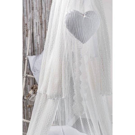 PICCI NANY Kołyska dziecięca metalowa z kompletem pościeli i baldachimem biała