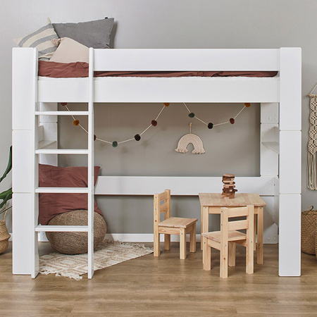  HOPPEKIDS Łóżko młodzieżowe na wysokiej antresoli białe 90x200 cm