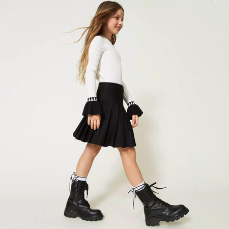 TWINSET Girls short black skirt with pleats