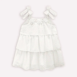 LILI GAUFRETTE Sukienka niemowlęca ozdobiona kwiatuszkami biała