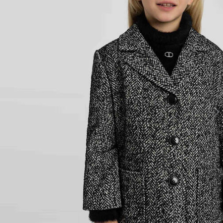 TWINSET Płaszcz dziewczęcy w jodełkę szary