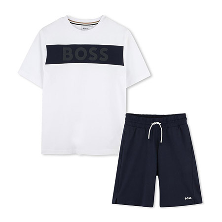 BOSS KIDS Komplet chłopięcy t-shirt z krótkim rękawem i bermudy