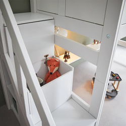LIFETIME Kidsrooms High Sleeper Bed 152 cm with stairs Breeze, white