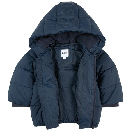 BOSS KIDS Boys Navy Logo Puffer Jacket with Water-Repellent