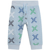 KENZO Kids Spodnie dziecięce dresowe błękitne z nadrukiem logo z bawełny organicznej