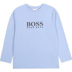 BOSS KIDS T-shirt chłopięcy z długim rękawem błękitny