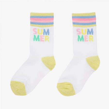 BILLIEBLUSH Girls white socks with colorful print