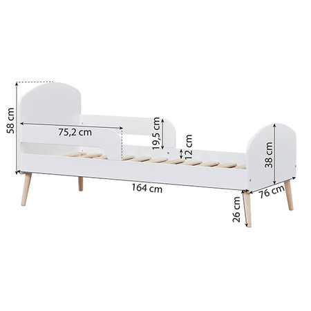  HOPPEKIDS Łóżko młodzieżowe białe 70x160 cm