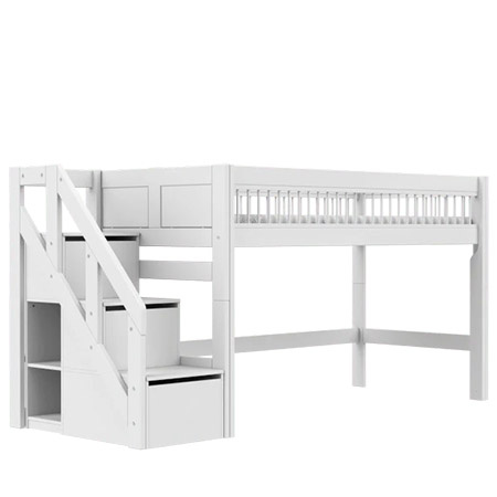LIFETIME Kidsrooms Breeze Mid Sleeper Bed with stairs 90x200 cm, white