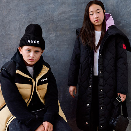 HUGO Girls' hooded parka, black