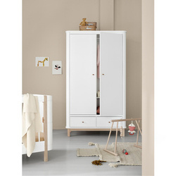 OLIVER FURNITURE WOOD WARDROBE 2 DOOR, WHITE/OAK
