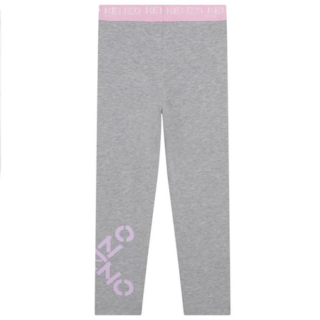 KENZO Kids Leginsy dziewczęce szare z logo