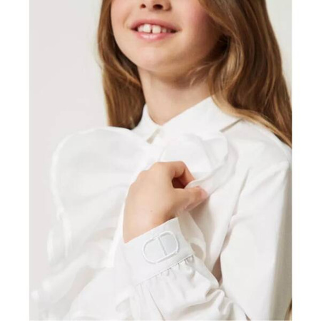 TWINSET Girls white poplin shirt with flounces