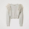 TWINSET Sweter dziewczęcy z tiulowymi falbankami