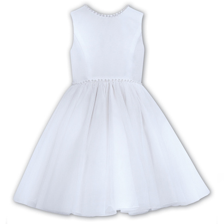SARAH LOUISE Sukienka dla dziewczynki bez rękawów z białego tiulu
