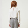 TWINSET Girls white crêpe blouse with organza jabot