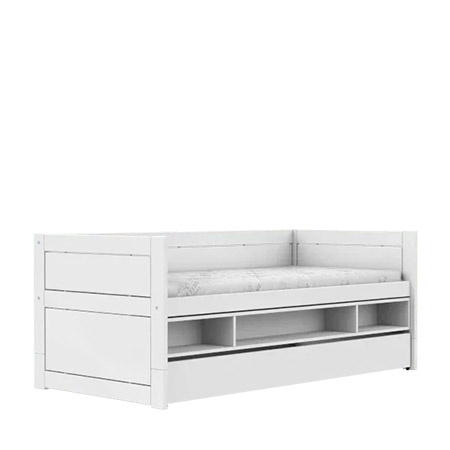 LIFETIME Kidsrooms Breeze Łóżko dziecięce z półkami i szufladą 90x200 cm, białe