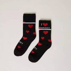 TWINSET Girls long socks with jacquard hearts