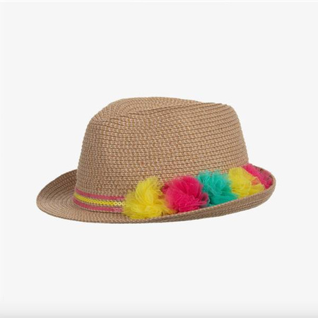 BILLIEBLUSH Girls straw hat with organza flowers application