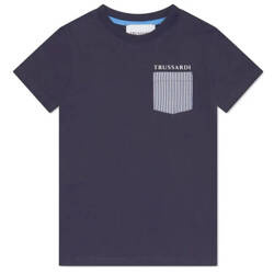 TRUSSARDI Boys short sleeve navy t-shirt with pocket