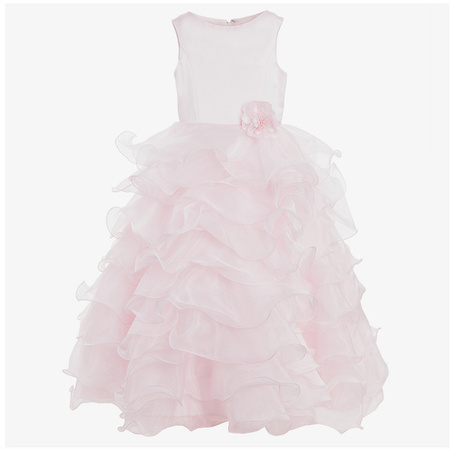 SARAH LOUISE Sukienka dla dziewczynki długa z falbanami różowa