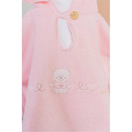 PICCI Nene Baby embroidered hooded poncho 0-2 years pink
