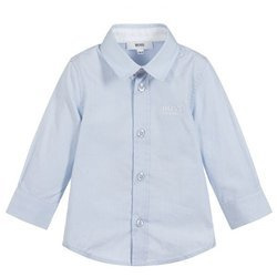 BOSS Kids Elegancka koszula dziecięca dla chłopca z długim rękawem błękitna