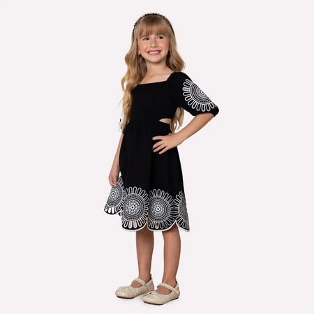 SARAH LOUISE  Sukienka z haftem granatowa