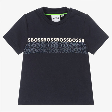 BOSS KIDS T-shirt dziecięcy dla chłopca z krótkim rękawem granatowy