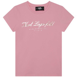KARL LAGERFELD KIDS Girls short sleeves logo tee shirt in pink