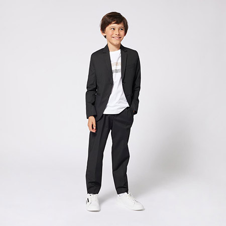 BOSS KIDS T-shirt chłopięcy z krótkim rękawem biały z nadrukiem logo